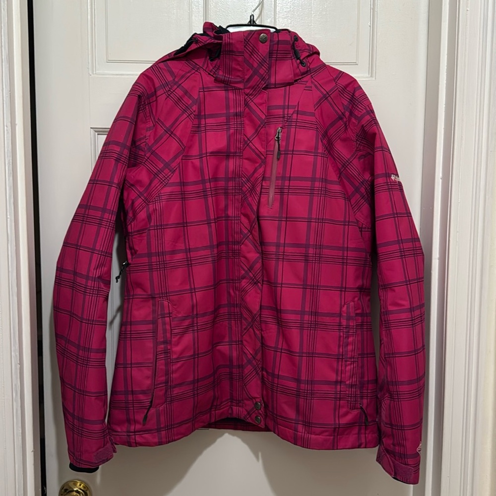 EUC Pink Plaid Columbia Winter Ski Jacket with Interchange Outer Shell Size XL